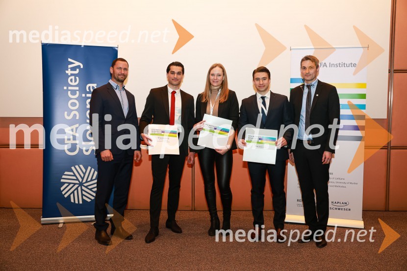 dr. Primož Dolenc, Banka Slovenije;  Gjorgji Gjorshevski;  Ana Šenk;  Viktor Kukunesh;  Bojan Ivanc, CFA, CAIA, član upravnega odbora društva CFA Slovenija in glavni ekonomist Analitike GZS, lokalni koordinator CFA Research Challenge 2022CFA Research Challenge Local finals 2022/2023