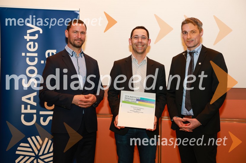 dr. Primož Dolenc, Banka Slovenije;  Lan Filipič, CFA, Senior Manager, Deloitte in član upravnega odbora društva CFA;  Bojan Ivanc, CFA, CAIA, član upravnega odbora društva CFA Slovenija in glavni ekonomist Analitike GZS, lokalni koordinator CFA Research Challenge 2022CFA Research Challenge Local finals 2022/2023