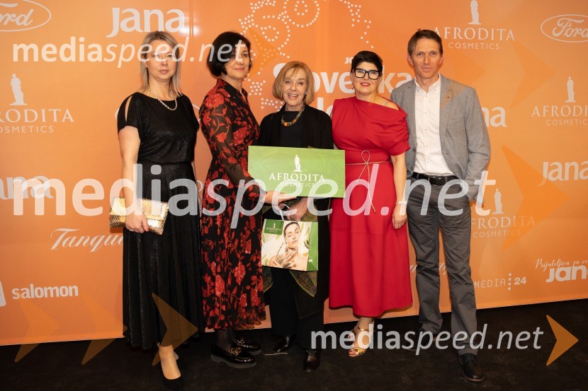  Mišela  Firšt Vučenović, Kozmetika Afrodita;  Zvonka Novak Habot, direktorica prodaje Kozmetike Afrodite;  Milena  Zupančič, igralka;  Judita Železnik, tržno komuniciranje, Kozmetike Afrodita;  Gregor Repič, direktor Salomon, d.o.o. Slovenka leta 2023 je igralka Milena Zupančič