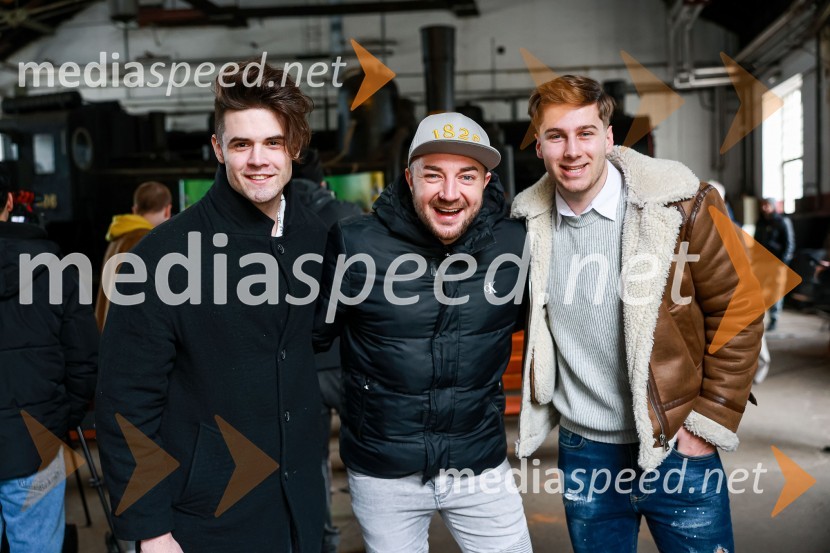  Žiga Kunstič, Polkaholiki;  Dejan Krajnc, Dejan Dogaja;  Matic Peršuh, Polkaholiki58. festival Pivo in Cvetje, novinarska konferenca