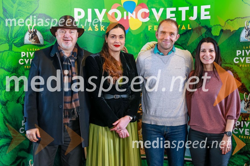 Urban Centa, programski direktor festivala Pivo in cvetje Laško;  Tina Belej, direktorica festivala Pivo in cvetje Laško;  Urban Kramberger, manager blagovne skupine, Pivovarna Laško Union;  Jana Morelj, radijska in TV voditeljica58. festival Pivo in Cvetje, novinarska konferenca