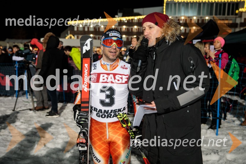  Rene  Mlekuž, nekdanji smučar, organizator Grubinega memoriala;  Peter Poles, televizijski voditeljGrubin memorial 2023