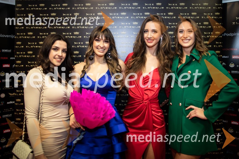  Irma Čuašević, finalistka, MIss Slovenije 2023;  Andjela Jakimovska, finalistka, Miss Slovenije 2023;  ... ;  ... Miss Slovenije 2023, polfinalni izbor