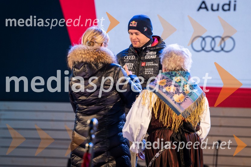  Alexis Pinturault, smučar (Francija)Podelitev pokalov sobotnega veleslaloma in javni žreb, 62. Pokal Vitranc