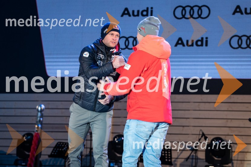  Alexis Pinturault, smučar (Francija)Podelitev pokalov sobotnega veleslaloma in javni žreb, 62. Pokal Vitranc