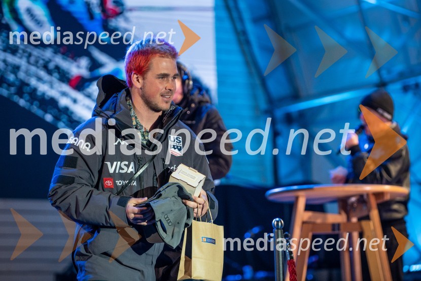  River Radamus, smučar (ZDA)Podelitev pokalov sobotnega veleslaloma in javni žreb, 62. Pokal Vitranc