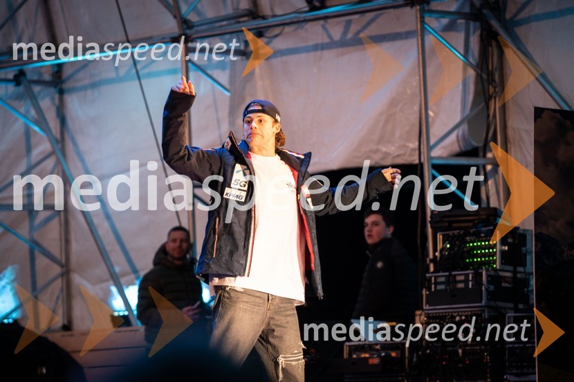  Lucas Braathen, smučar (Norveška)Podelitev pokalov sobotnega veleslaloma in javni žreb, 62. Pokal Vitranc