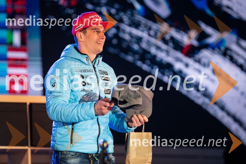  Žan Kranjec, smučarPodelitev pokalov sobotnega veleslaloma in javni žreb, 62. Pokal Vitranc