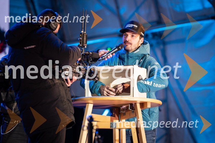  Loic Meillard, smučar (Švica)Podelitev pokalov sobotnega veleslaloma in javni žreb, 62. Pokal Vitranc