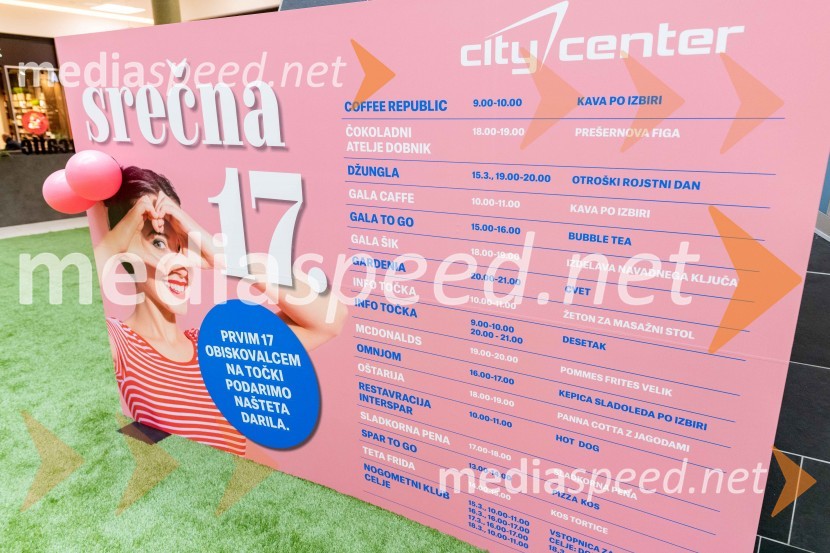 SREČNA 17-KA, Citycenter Celje praznuje in podarja nagrade