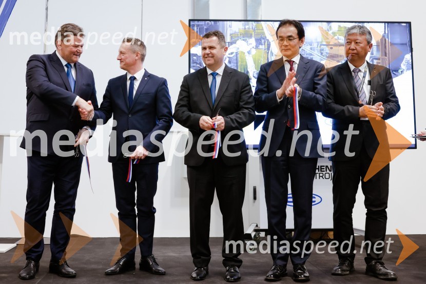 dr. Aleksander Jevšek, minister za razvoj in EU kohezijsko politiko;  Matjaž Vnuk, predsednik uprave, Daihen Varstroj;  Janez Magyar, župan, Občina Lendava;  Hiromichi Matsushima, japonski veleposlanik;  Nishimura Masaru, namestnik predsednika uprave, Daihen VarstrojDaihen Varstroj, slavnostno odprtje nove proizvodne hale