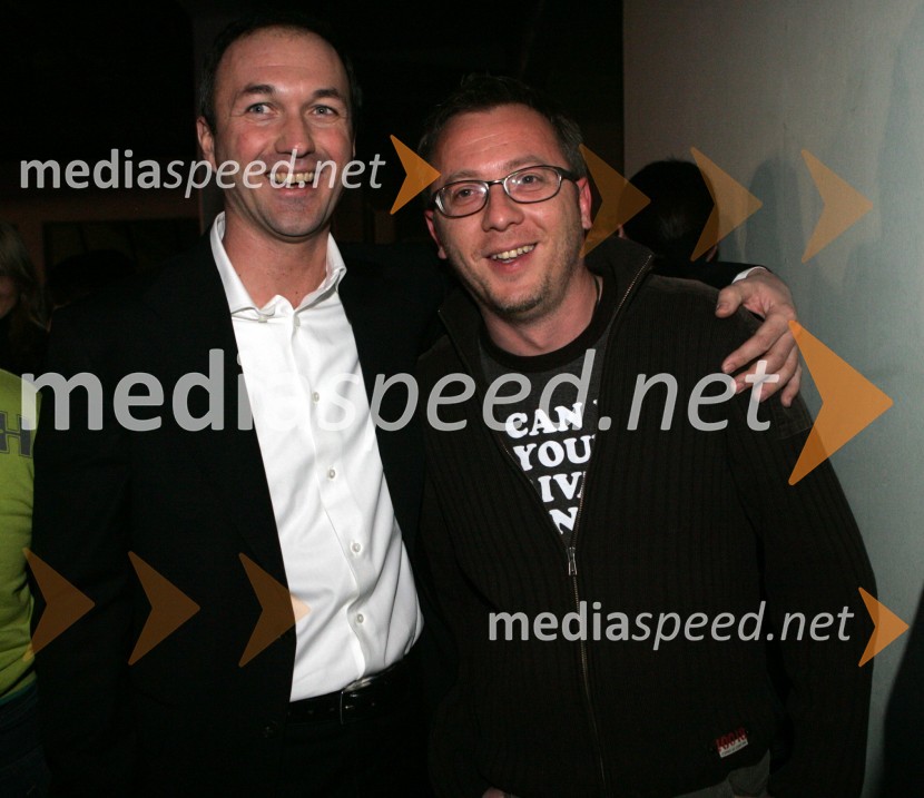Boštjan Menart, direktor Založbe Menart in Robert Pečnik - Pečo, voditelj na radiu HitSRF - Slovensi radijski festival 2005