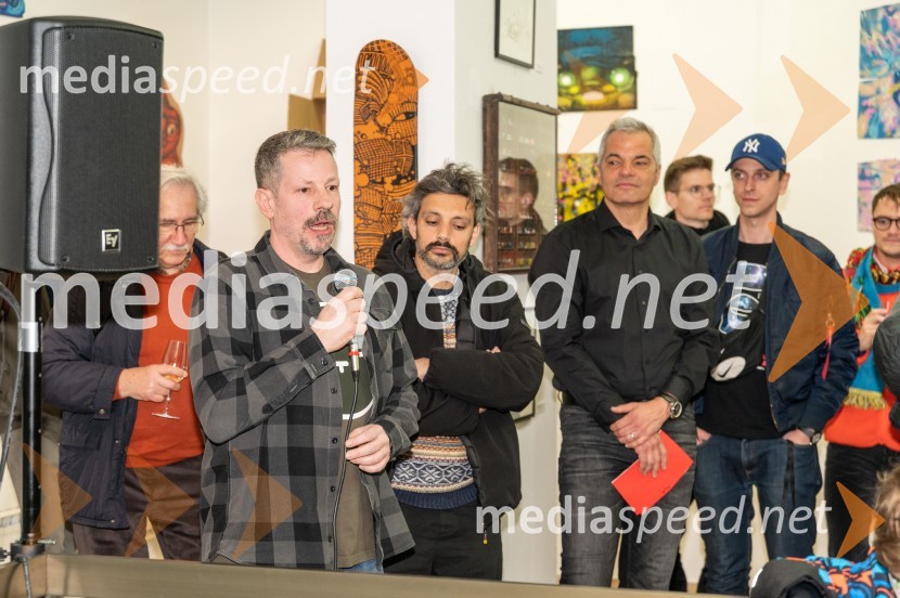  Slaven Lunar Kosanovic, hrvaški grafitar in multidisciplinarnega umetnik;  ... ;  Aleksander Saša Arsenovič, župan, Mestna občina MariborRecycle or Try, otvoritev razstave v UGM