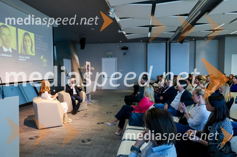  Janja Božič Marolt, direktorica, Mediana d.o.o., predsednica Effie Slovenija 2023;  Enzo Smrekar, predsednik uprave Droge Kolinske in glavni direktor strateškega poslovnega področja v Atlantic Grupi, predsednik SZS, podpredsednik Olimpijskega komiteja SlovenijeEffie dan 2023