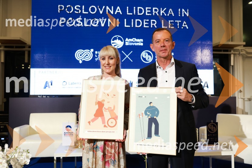  Ana Petrič, direktorica DEOS Centra starejših Notranje Gorice;  Enzo Smrekar, predsednik uprave Droge Kolinske in glavni direktor strateškega poslovnega področja v Atlantic Grupi, predsednik SZS, podpredsednik Olimpijskega komiteja SlovenijePoslovna liderka in poslovni lider leta 2023