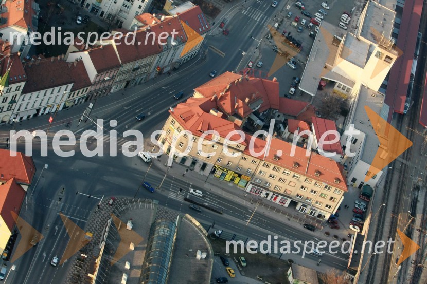 Križišče Partizanske, Mlinske in Meljske cesteMaribor in okolica iz zraka