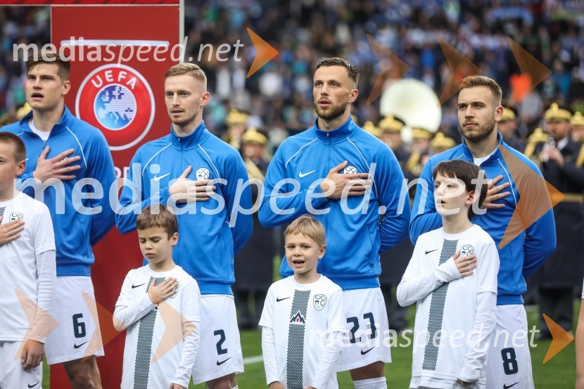  Jaka Bijol, nogometaš, Slovenija;  Žan  Karničnik, nogometaš, Slovenija;  David Brekalo, nogometaš, Slovenija;  Sandi Lovrić, nogometaš, SlovenijaSlovenija - San Marino, kvalifikacije za evropsko prvenstvo 2024