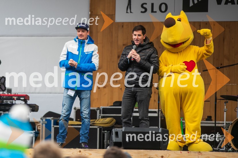  Mitja Šeško, moderator prireditev ;  Tadej Čaroli, član uprave, Zavarovanica TriglavPlanica 2023, četrtek