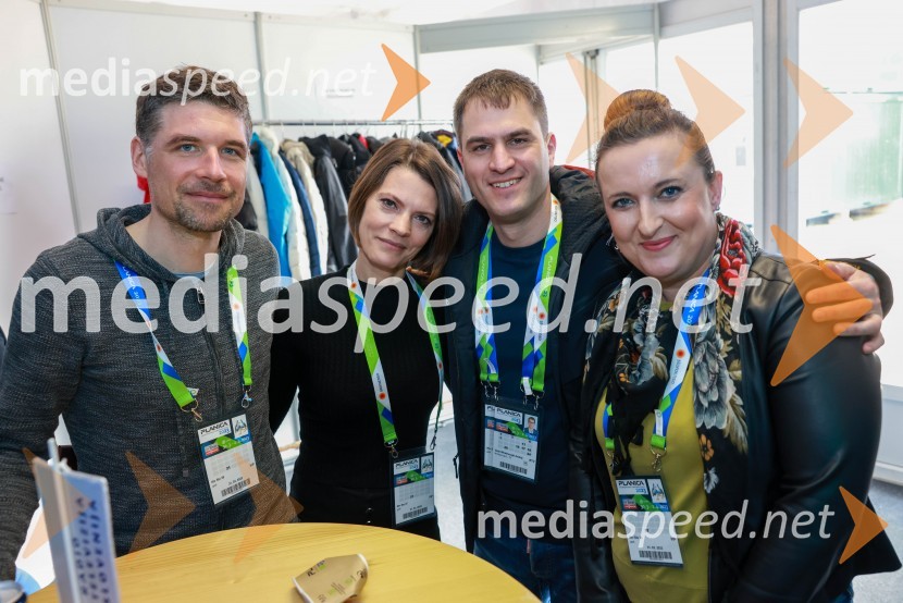 dr. Peter Gregorčič,  predsednik Programskega sveta, RTV Slovenija;  Vesna Zadravec, strokovna direktorica za področje tržnih dejavnosti in programskih vsebin, RTV Slovenija;  Andrej Grah Whatmough, v. d. generalnega direktorja RTV Slovenija;  Petra Bezjak Cirman, vršilka dolžnosti direktorja, Urad vlade za komuniciranjeRTV Slovenija, srečanje s partnerji v Planici