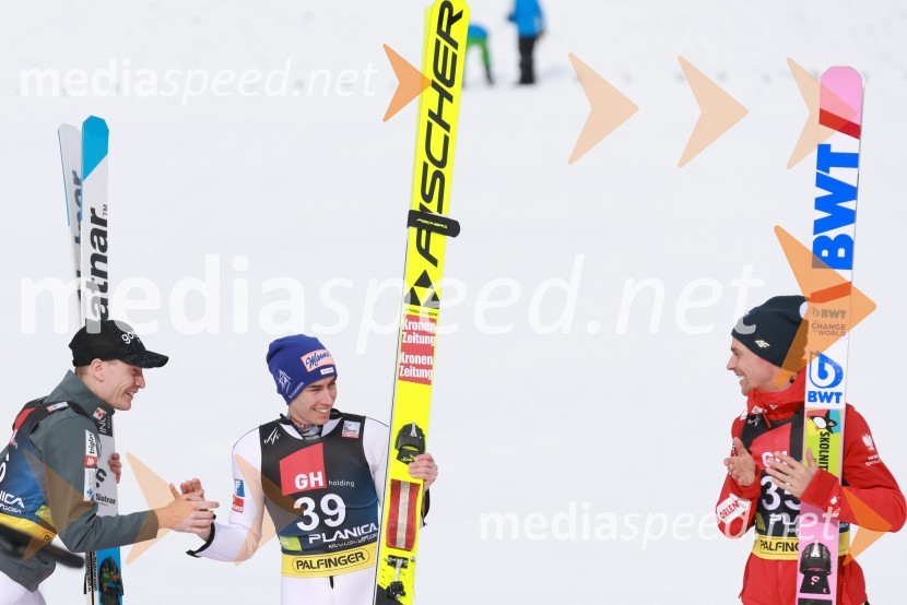  Anže Lanišek, smučarski skakalec;  Stefan Kraft, smučarski skakalec (Avstrija);  Piotr Żyła, smučarski skakalec (Poljska)Planica 2023, sobota