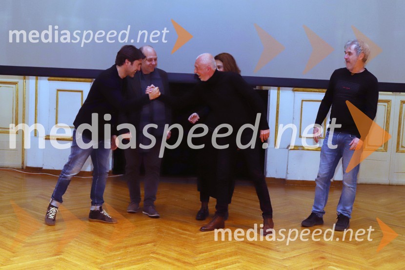  Edward Clug, umetniški direktor, Balet SNG Maribor;  Milko Lazar, skladatelj, pianist;  Božo Grlj, režiser;  Jure Nemec, direktor fotografije, ZFSUživajte, oder je vaš, predpremiera dokumentarnega filma v SNG Maribor