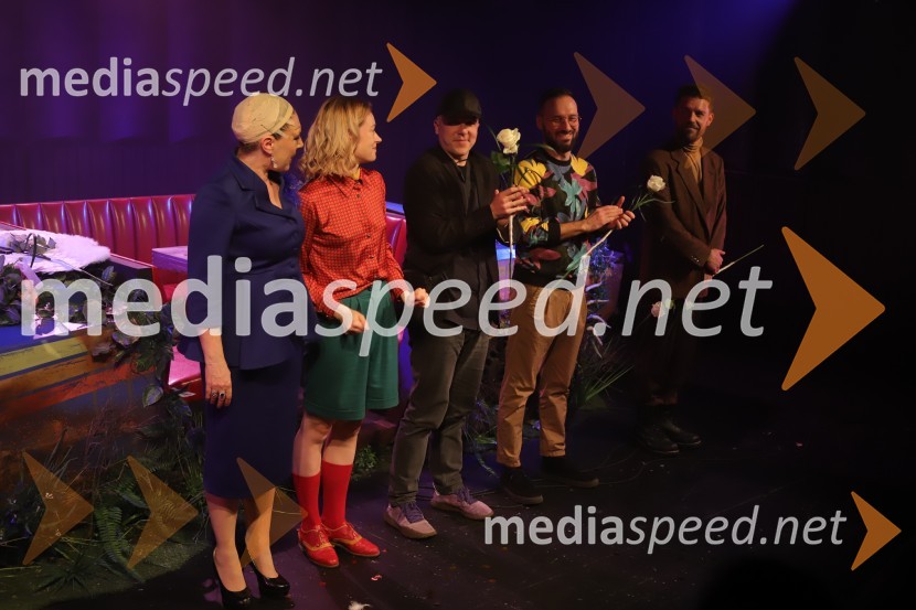  Maša Žilavec, igralka;  Julija Klavžar, igralka;  Nejc Gazvoda, filmski režiser in pisatelj;  Darjan Mihajlovič Cerar, scenograf;  Kristijan Ostanek, igralecKako sem se naučila voziti, premiera drame v SNG Maribor