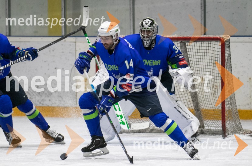  Matic Podlipnik, hokejist;  Gašper Krošelj, vratar, hokejHokejska tekma Slovenija - Poljska