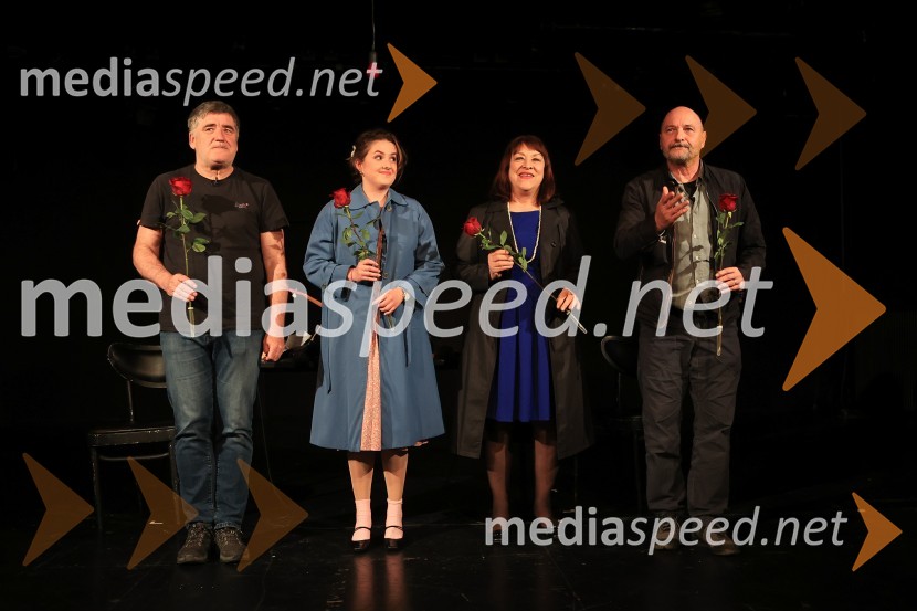  Marko Radmilovič, radijec, kolumnist, režiser;  Mija Kramar, igralka;  Damjana Černe, igralka;  Dario Varga, igralecTakorekoč: Žalujka + Amater, premiera Nova Pošta, SMG Ljubljana