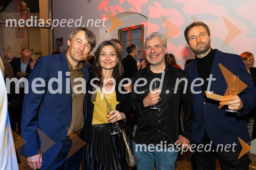  Aleš Šteger, programski vodja, Beletrina;  Maja Petrović-Šteger, ZRC SAZU;  David Šinigoj, vinoteka Štorija;  Vito Žuraj, skladateljBeletrinino spomladansko druženje