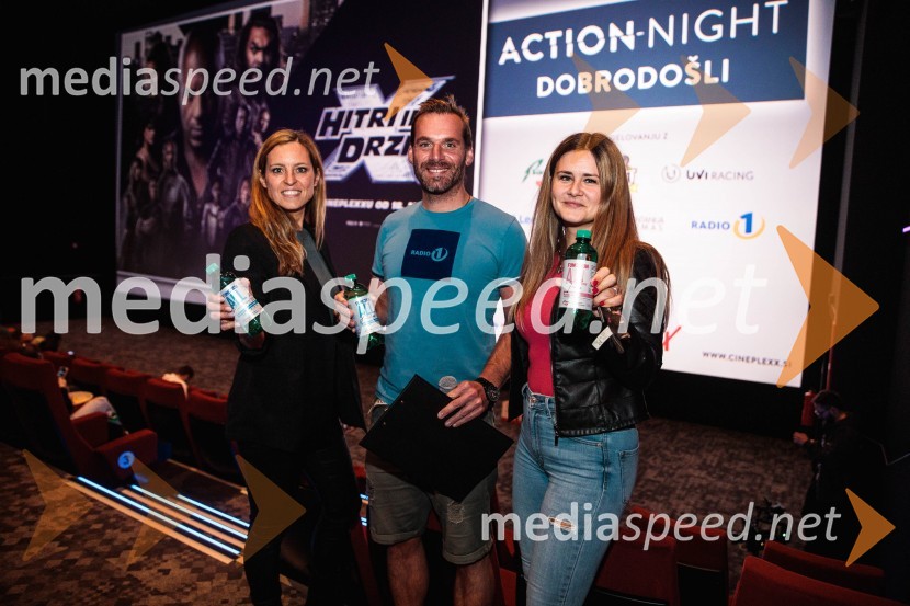  Viktorija Martinović, Cineplexx;  Iztok Gustinčič, radijski voditelj, glasbenik;  Lilijana Gačar, vodja usposabljanja osebja Cineplexx SlovenijaAction night s premiero filma Hitri in drzni X, Cineplexx Ljubljana