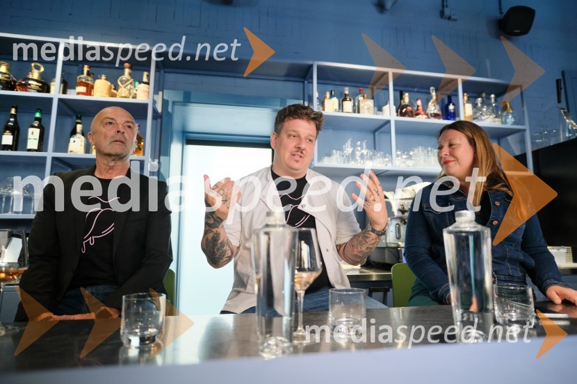  Matjaž Ivanc, podjetnik, solastnik, AFTR;  Jorg Zupan, solastnik, AFTR;  Špela Verbič MikličAFTR, otvoritev nove sodobne restavracije Jorga Zupana in Matjaža Ivanca