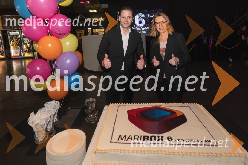  Stipe Jerić, direktor Maribox;  Ksenija Arzenšek, pomočnica direktorja MARIBOX6. obletnica Mariboxa s premiero filma Hitri in drzni X