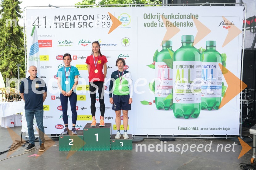  Saša Pisk;  Anja Fink, 2. mesto, polmaraton ženske, 41. Maraton treh src;  ... 41. Maraton treh src
