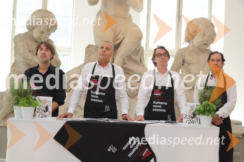  Edward Clug, umetniški direktor, Balet SNG Maribor;  Danilo Rošker, direktor SNG Maribor;  Aleksandar  Popovski, režiser, umetniški direktor Drame SNG Maribor;  Simon Krečič, umetniški direktor Opere SNG MariborPredstavitev repertoarja sezone 2023/2024 Slovenskega narodnega gledališča Maribor