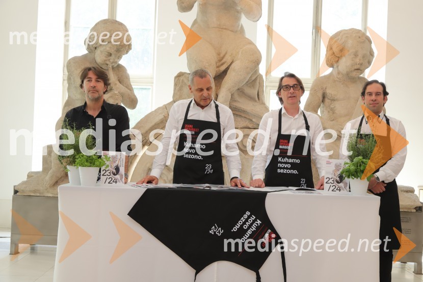  Edward Clug, umetniški direktor, Balet SNG Maribor;  Danilo Rošker, direktor SNG Maribor;  Aleksandar  Popovski, režiser, umetniški direktor Drame SNG Maribor;  Simon Krečič, umetniški direktor Opere SNG MariborPredstavitev repertoarja sezone 2023/2024 Slovenskega narodnega gledališča Maribor