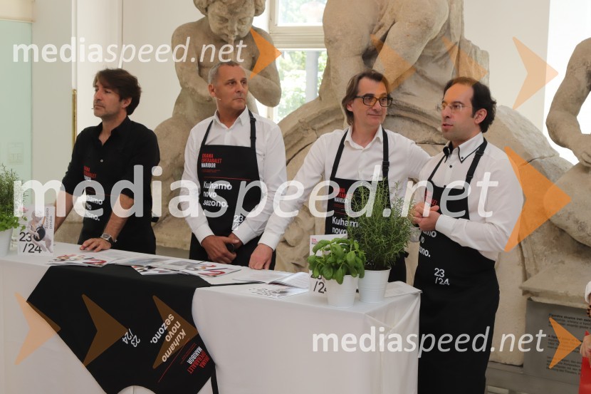  Edward Clug, umetniški direktor, Balet SNG Maribor;  Danilo Rošker, direktor SNG Maribor;  Aleksandar  Popovski, režiser, umetniški direktor Drame SNG Maribor;  Simon Krečič, umetniški direktor Opere SNG MariborPredstavitev repertoarja sezone 2023/2024 Slovenskega narodnega gledališča Maribor