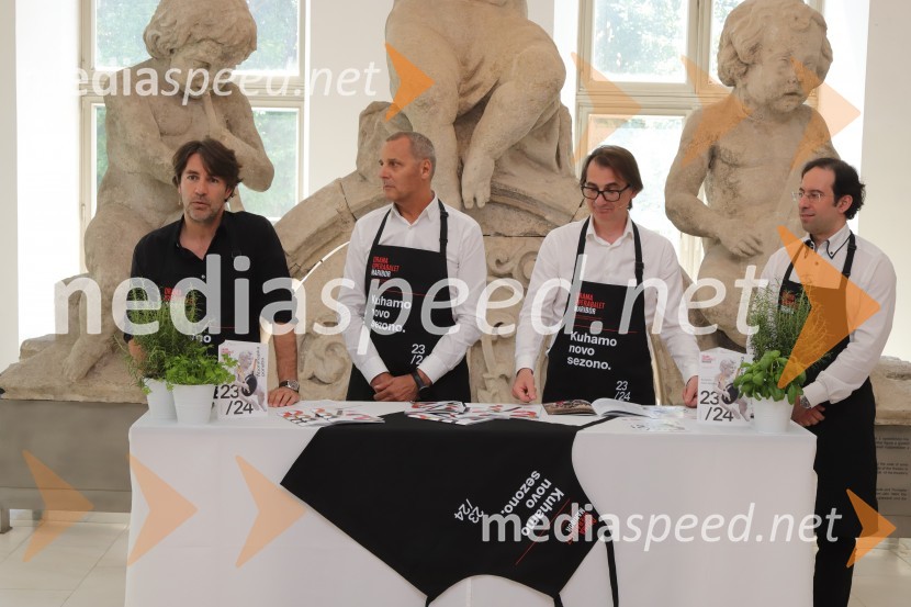  Edward Clug, umetniški direktor, Balet SNG Maribor;  Danilo Rošker, direktor SNG Maribor;  Aleksandar  Popovski, režiser, umetniški direktor Drame SNG Maribor;  Simon Krečič, umetniški direktor Opere SNG MariborPredstavitev repertoarja sezone 2023/2024 Slovenskega narodnega gledališča Maribor