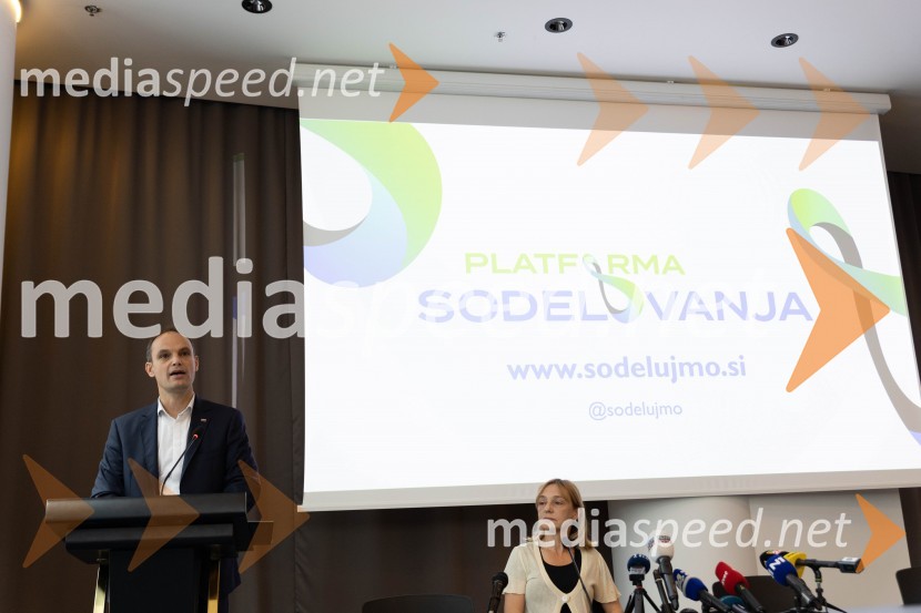  Anže Logar, poslanec SDS, predsednik Ljubljanskega odbora SDS; dr. Alja  Brglez, šefinja kabineta bivšega predsednika RSUstanovitvena seja Platforme sodelovanja, Anže Logar