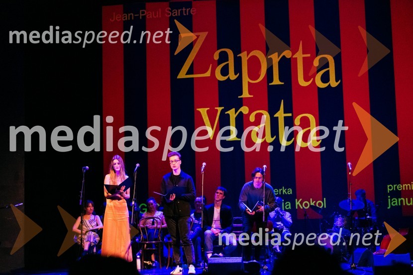  Lucija Harum, igralka, pevka;  Žan Brelih Hatunić, igralecRazgrnitev repertoarja sezone 2023/24 Slovenskega ljudskega gledališča Celje