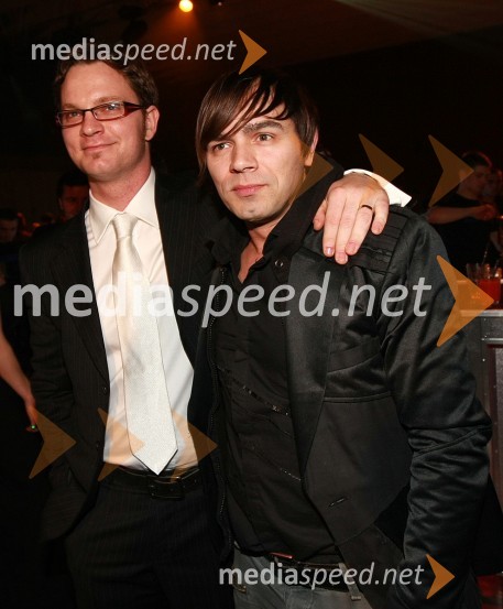 Jurij Zrnec in Lado Bizovičar, voditelja oddaje As ti tud' not paduViktorji 2008, zaključna zabava na Gospodarskem razstavišču