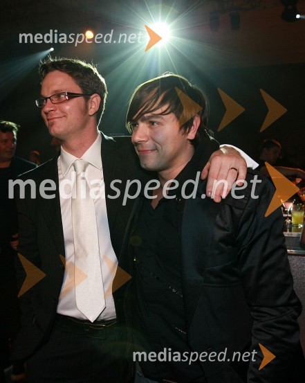 Jurij Zrnec in Lado Bizovičar, voditelja oddaje As ti tud' not paduViktorji 2008, zaključna zabava na Gospodarskem razstavišču