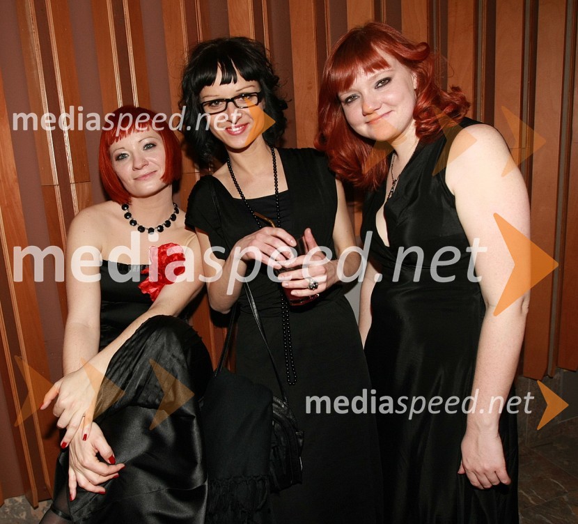 Zala Fras, Irena Kolenc, služba za odnose z javnostmi Delo Revije, d. d. in Anja Hren, novinarka revije Marketing magazin
Viktorji 2008, zaključna zabava na Gospodarskem razstavišču