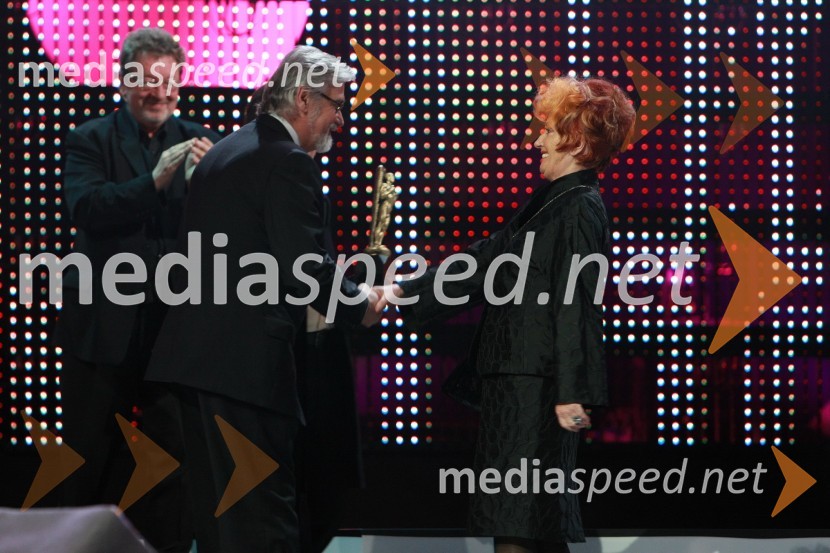 New Swing Quartet ter Bernarda Jeklin, nekdanja urednica revije Jana in dobitnica Viktorja za življenjsko deloViktorji 2008, dogajanje na odru in v dvorani