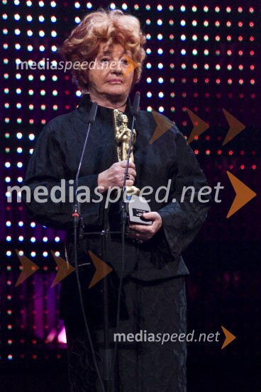 Bernarda Jeklin, nekdanja urednica revije Jana in dobitnica Viktorja za življenjsko deloViktorji 2008, dogajanje na odru in v dvorani