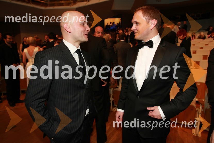 Branko Čakarmiš, programski direktor Pro Plus (POP TV in Kanal A) ter Matej Raščan, direktor in lastnik podjetja Rašica Point d.o.o. in podjetja Delo revije, d.d.Viktorji 2008, dogajanje na odru in v dvorani