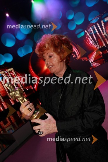 Bernarda Jeklin, nekdanja urednica revije Jana in dobitnica Viktorja za življenjsko deloViktorji 2008, dogajanje na odru in v dvorani