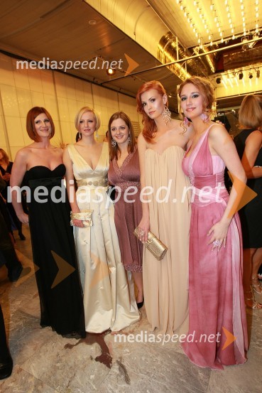 Maja Štamol Droljc, modna oblikovalka, Anja Tomažin, TV voditeljica, Katja Koselj, oblikovalka nakita, Tjaša Kokalj, miss Universe Slovenije 2007 in Anamarija Avbelj, Miss Universe Slovenije 2008Viktorji 2008, druženje pred dvorano