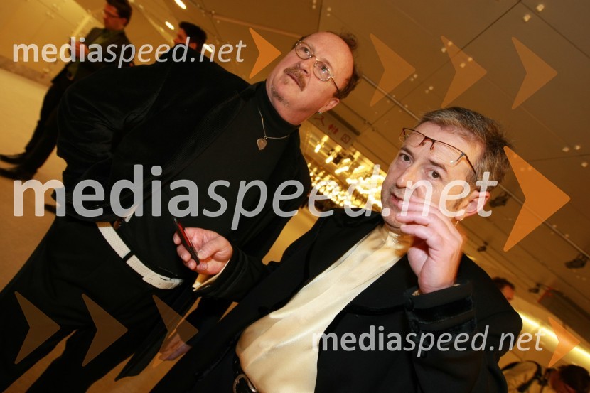 Tomaž Domicelj, pevec in Tomaž Kozlevčar, New Swing QuartetViktorji 2008, druženje pred dvorano