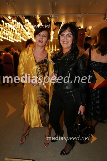 Žena Marjana Jurenca, direktorja Pro Plus in Andrijana Starina Kosem, nadzornica DelaViktorji 2008, druženje pred dvorano