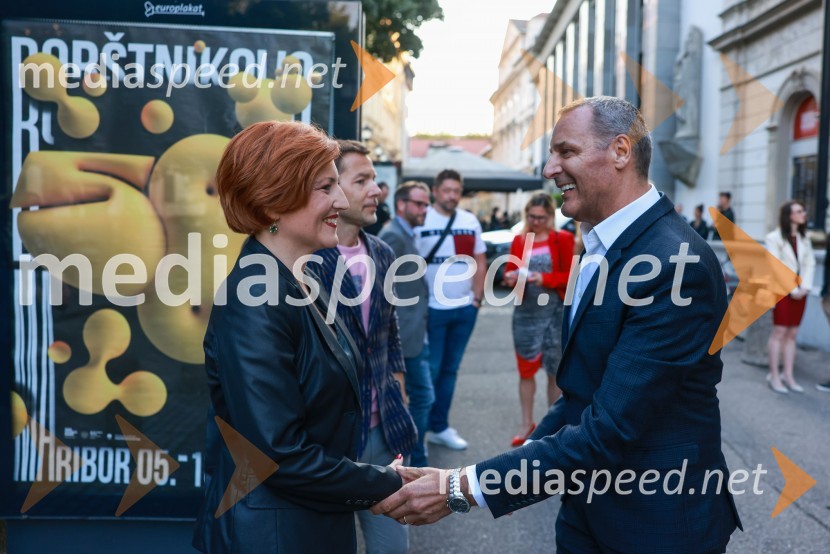 dr. Asta Vrečko, ministrica za kulturo;  Danilo Rošker, direktor SNG Maribor58. Borštnikovo srečanje, slavnostna otvoritev s predstavo La Tempesta / Vihar